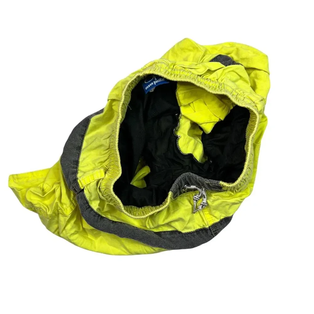 Ocean Pacific OP VTG 80s Swim Trunks Shorts Mesh Liner Neon Yellow Boys Small